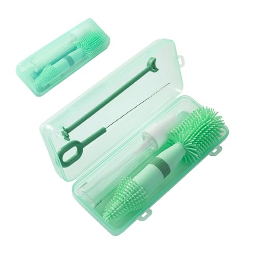 Small Silicone Baby Bottle Brush for Newborn Anti-Colic Baby Bottles | Portable Travel Bottle Cleaner Brush, Suit for Baby Bottles Less Than 8 OZ - color: Green