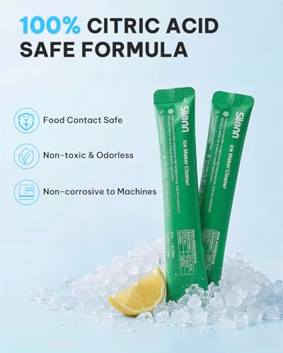 Silonn 100% Pure Food-Grade Citric Acid Descaling Powder, Fast Dissolve Ice Maker Cleaner, 12 Individually Wrapped Pouches, Universal Descaler for All Countertop Ice Makers & Coffee Brewing Machines - size: 1 Ounce (Pack of 12)