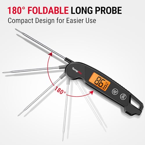 TempPro 1 Sec Digital Meat Thermometer for Cooking, Instant Read Thermometer with Backlight Calibration, IPX6 Waterproof Kitchen Food Thermometer for Smoker Grill Candy (Previously ThermoPro)
