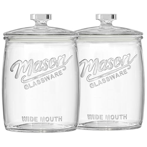Folinstall 2 Pack 1 Gallon Glass Cookie Jar, Large Glass Jar with Airtight lid, Glass Food Storage Container for Cookies, Candy, Flour, Dog Treats, Coffee, Apothecary Jars - size: 1 Gallon/2 Pack