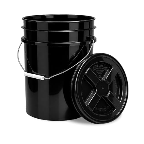 ePackageSupply 5 Gallon Bucket - Food Grade w/Lid BPA-Free, Black/Black, 1 | Airtight Gamma Seal Screw-On Lid, Heavy-Duty 90 Mil HDPE Plastic, Food Safe and Durable Container, Bulk Storage, Made in USA - color: Black/Black, size: 1 Pack