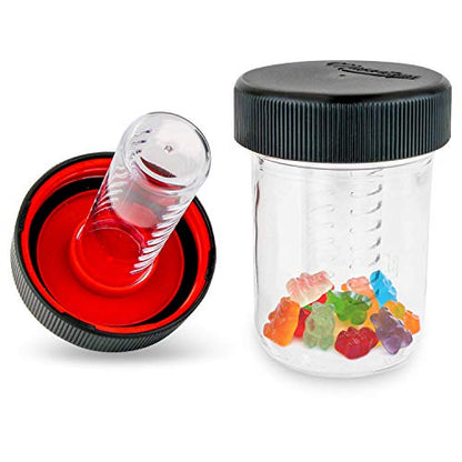 Masontops Jar Safe - Child Proof Herb Container - 2PK - Airtight Storage - Regular Mouth Jar Lock - Stash Bottle Locker - color: Rippin' Red/OG Black, size: Regular Mouth