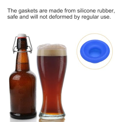 uxcell 25 Pcs Silicone Rubber Gaskets Washer, High Pressure Leak-proof Beer Bottle Gasket Seals Top Washers for Swing Flip Beer Soda Bottle, Blue - color: Blue