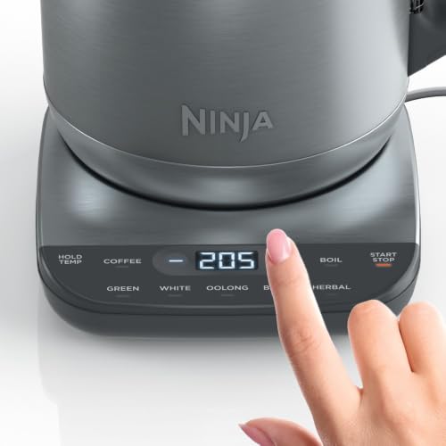 Ninja KT200 Precision Temperature Electric Kettle, 1500 watts, BPA Free, Stainless, 7-Cup Capacity, Hold Temp Setting, Silver