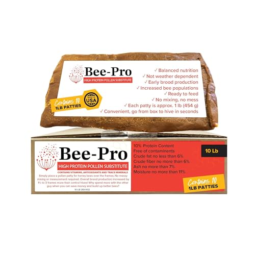 Mann Lake Bee-Pro Patties, High Protein Honey Bee Nutrition with Pro Health Digestive Aide, Spring & Fall Brood Builder for Increased Colony Survival & Stronger Spring Population, Made in USA, 10 Lbs - size: 10 Pound (Pack of 1), style: Bee-Pro