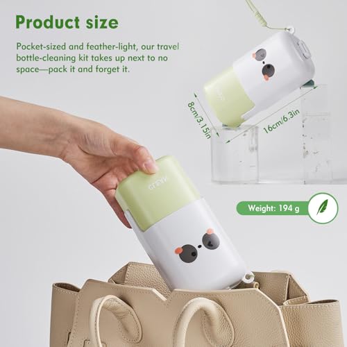 Baby Bottle Brush Set - Baby Bottle Cleaner Kit with Nipple Brush, Silicone Bottle Brush, Straw Cleaner Brush, Soap Dispenser, Bottle Drying Rack - 7 in 1 Bottle Cleaning Tool Set for Home and Travel - size: Mini