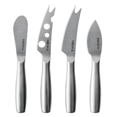 BOSKA Stainless Steel Cheese 4 Knife Set - Mini Copenhagen Knives for All Types of Cheese - Silver Non-Stick - Dishwasher Safe - for Kitchen Cooking - style: 4-Piece Mini Knife Set for All Cheese Types