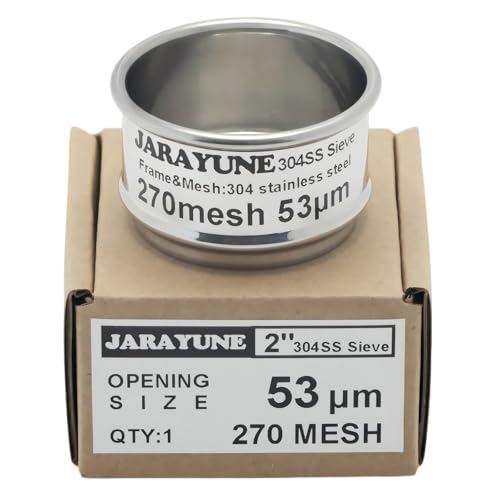 Φ2" 270 Mesh Stainless Steel lab Sieve–Fine Mesh Sieve Strainer & Sturdy Tamiz Sifter for Lab, Industrial, Baking, DIY & Household - for Powder, Flour, Pellet, Grain & Liquid - size: 270mesh (53µm)