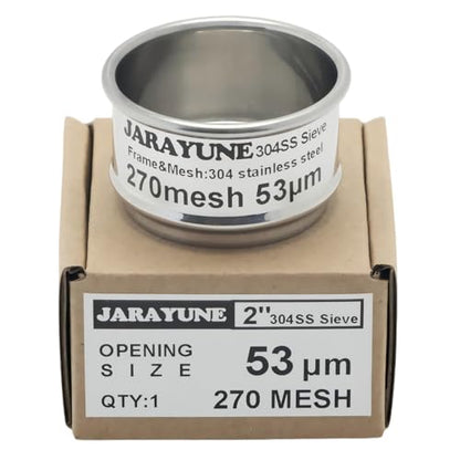 Φ2" 270 Mesh Stainless Steel lab Sieve–Fine Mesh Sieve Strainer & Sturdy Tamiz Sifter for Lab, Industrial, Baking, DIY & Household - for Powder, Flour, Pellet, Grain & Liquid - size: 270mesh (53µm)