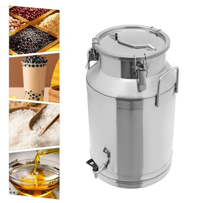 40L/10.57Gal Milk Can with Faucet, Stainless Steel Milk Transport Cans Wine Pail Bucket Tote Jug Pot Oil Liquid Storage Barrel with 2 Handles Milk Container with Lid for Grain Wine Liquid - color: 40l-10.57gal With Faucet