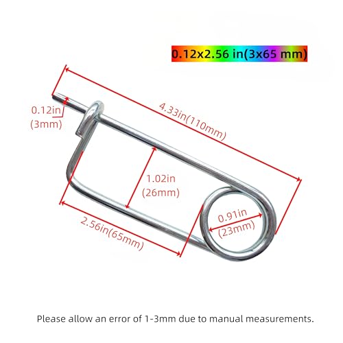 Steel Brooch Shape Open Safety pin Spring pin, Quick Lock line Lock pin Locking Fasteners for Farm Lawn Garden Hooks (0.12x2.56 in(3x65 mm)-8Pcs) - size: 0.12x2.56 in(3x65 mm)-8Pcs