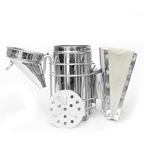 Stainless Steel Bee Hive Smoker with Heat Shield, Beekeeper Dedicated Smoked Bee Beekeeping Equipment (A) - color: A