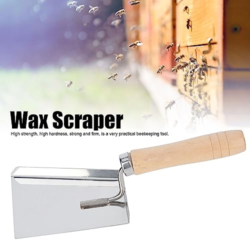 Stainless Steel Beeswax Scraper and Shovel with Wooden Handle for Beekeeping, Hive Cleaning, and Honey Harvesting