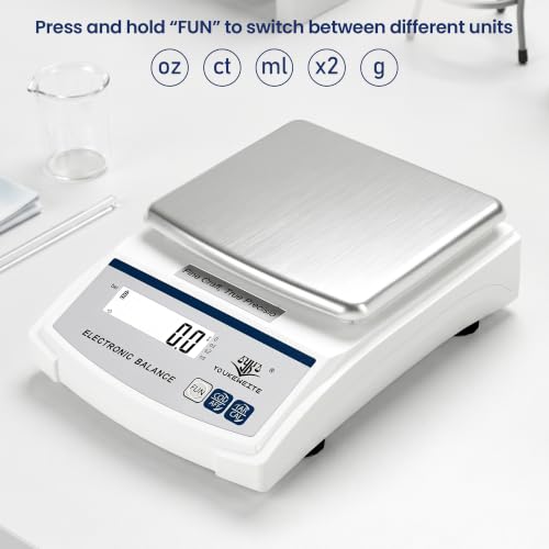 Digital Kitchen Scale 5000g×0.1g, Gram Scale for Food, Baking & Coffee | High Accuracy Scale, LED Screen, g/oz/ct, Tare & Count, Scale for Coins, Metals, Gems & Lab Use