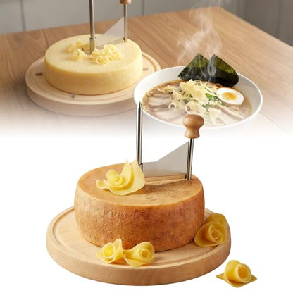 Cheese Curler Wheel, 2026 New Stainless Steel Cheese Slicer, Sharp Blade Cheese & Chocolate Shaver with Wooden Base, Create Cheese Rose Flowers (Without Cover) - color: Without Cover