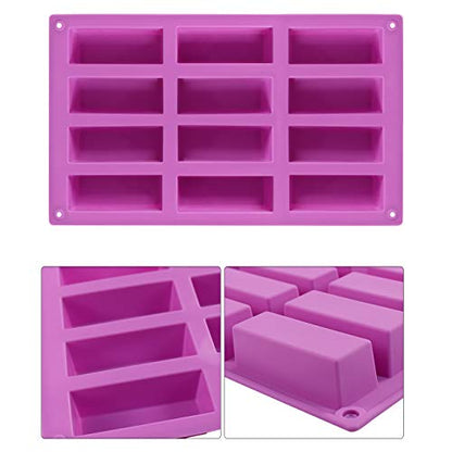 Palksky (2 Pack 12 Cavity Medium Narrow Silicone Rectangle Molds/Molds/Protein Bars mold/Energy Bars Maker for Caramel Bread Loaf Muffin Brownie Cornbread Cheesecake Pudding Soap Butter Mould - style: 2PCS 12 Bar Mold