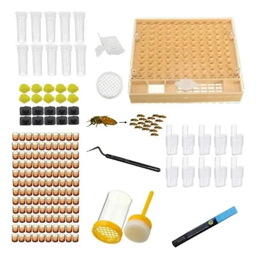 Bee Rearing Kit Automatic Beekeeping Queen Bee Rearing System Cell Cup Set Rearing Grafting Kit Bee Queen Cage 1 Set for Beginners and Bee Keeper