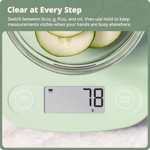 Greater Goods Food Scale – Digital Kitchen Scale, 1g Precision, Easy-Tare & Quick Conversion, Slim Compact Design, Durable & Portable | Ideal for Cooking, Baking & Meal Prep (Sage Green) - color: Sage Green