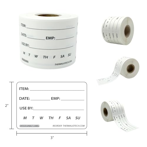 Dissolvable Food Labels, 2x3, Perfect for Commercial Kitchen, Restaurant, Catering Use, 250 Count