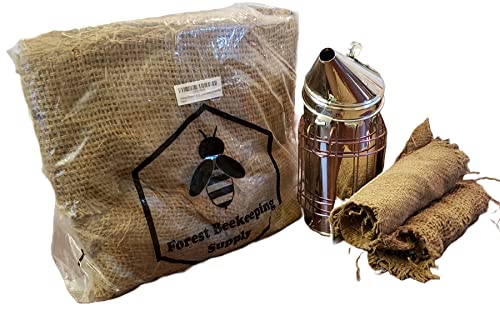 Hive Bee Smoker Fuel for Beekeeping | Jute Burlap Smoker Fuel | Lights Easily | Long Continuous Burn | Produces Light, Cool Smoke | 5 Pound Bag - size: 5 Pounds