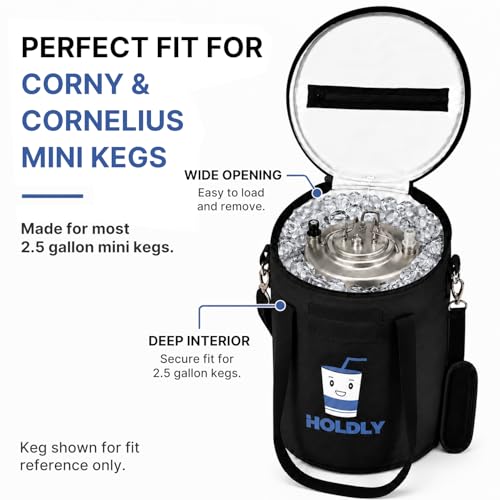2.5 Gallon Mini Keg Cooler Bag for Cornelius/Corny Kegs – Insulated Beer Cooler with Oxford Cloth, Waterproof Lining & Shoulder Strap – Portable Home Brew Keg Tote Keeps Craft Beer Cold On‑the‑Go