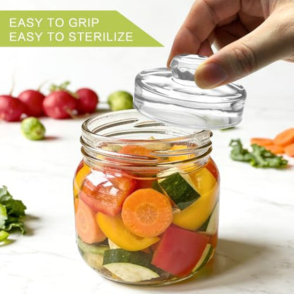 4 Pack Fermentation Glass Weights with Handle for Large Wide Mouth Mason Jars, Dishwasher Safe