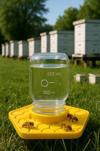 Bee Watering Station for Garden, 2 Pack Orange Bee Feeder and Waterer Compatible with Regular & Wide Mouth Canning Jars(Jar Not Included), Small-Hole Honeycomb Tray Honey Bee Feeder for Outside