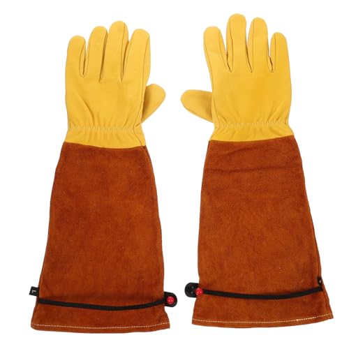 Abaodam Long Sleeve Sheep Leather Gardening Gloves for Women with Thorn and Puncture Resistance, Forearm Protection, Breathable Pu Work Gloves for Outdoor Yard and Beekeeping Tasks, Size L