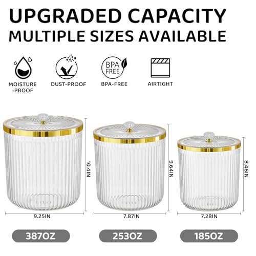 Rice Storage Container,Pantry Large Food Storage Organization with Lids&Scoop Airtight Cereal Dispenser for Flour, Sugar, Cereal, Rice, Cereal,Dry Goods,（3PC；12&7.9&5.8QT）