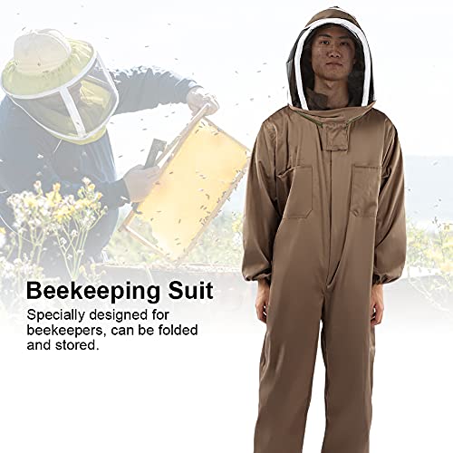 Breathable Bee Suits for Beekeepers Protective Suit with Zipper Light Brown (XXL) - size: XX-Large