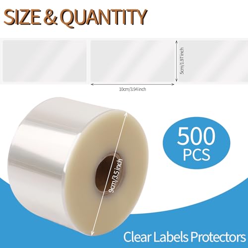 500pcs Clear Stickers Label Protector Clear Label Wafer Seal Stickers 4 x 2 Inch Waterproof Transparent Labels for Office Library Laboratory Protecting Barcode Number Clothes Food Labels - size: 4 x 2 Inch