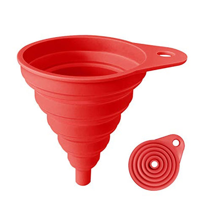 Funnels for Kitchen Use, Food Grade Silicone Collapsible Kitchen Funnel (Red) - color: 2-Red