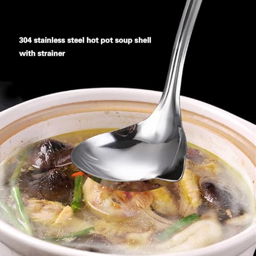 30cm/11.8inch Silver Kitchen Soup Ladle 304 Stainless Steel with Pour Spout, Cooking Utensils Set Soup Metal Ladle for Cooking, Soups, Serving, Stews (Silver)
