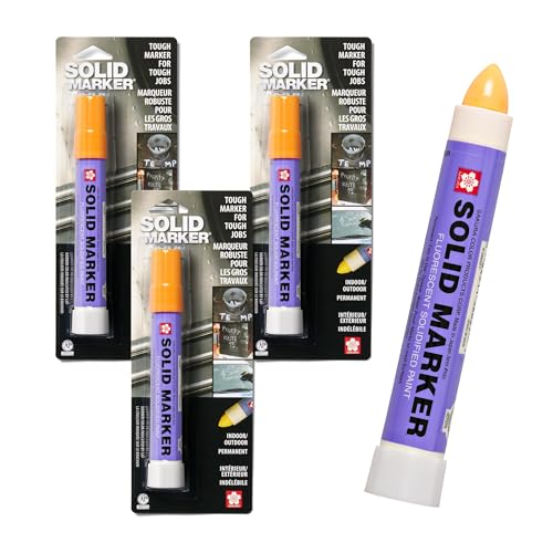 Sakura Solid Paint Markers - Permanent Marker Pens - Window, Wood & Glass Marker - Fluorescent Orange Paint - 3 Pack - color: Fluorescent Orange