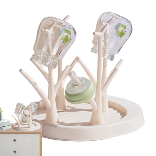 Baby Bottle Drying Rack - Countertop Baby Bottle Drying Rack | Detachable Baby Bottle Holder Storage | Tree-Shaped Bottle Dryer Rack | Space-Saving Bottle Holder for Baby Bottle, Beige - color: Beige