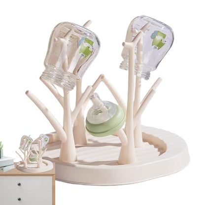 Baby Bottle Drying Rack - Countertop Baby Bottle Drying Rack | Detachable Baby Bottle Holder Storage | Tree-Shaped Bottle Dryer Rack | Space-Saving Bottle Holder for Baby Bottle, Beige - color: Beige