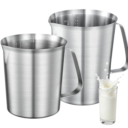 Stainless Steel Measuring Cups 2-Pack, Unbreakable Metal Measuring Cup Set with Easy-Read OZ/ML Marks & Secure Grip Handle, Ideal for Kitchen, Baking, Bar, Party & Pet Food (64 oz+24 oz) - size: 64 oz+24 oz