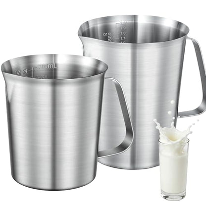 Stainless Steel Measuring Cups 2-Pack, Unbreakable Metal Measuring Cup Set with Easy-Read OZ/ML Marks & Secure Grip Handle, Ideal for Kitchen, Baking, Bar, Party & Pet Food (64 oz+24 oz) - size: 64 oz+24 oz