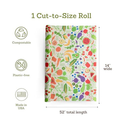 Bee's Wrap Beeswax Wraps for Food - Cut to Size 14x52" Beeswax Wrap Roll - Plastic Free Made in USA Reusable Natural Food Wrap - Garden Party - style: Garden Party