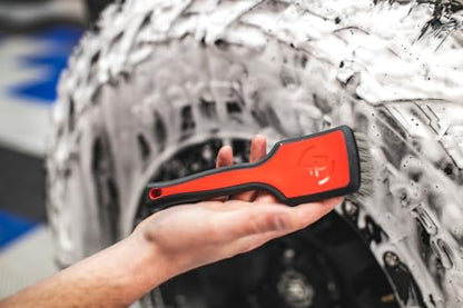 Detail Factory - ProGrip Tire Brush - Ergonomic ProGrip Handle, Stiff Synthetic Bristles, Ergonomic Design, Clean Your Tires with Ease - Octane Ectoplasm - color: Lime/Black, size: Standard