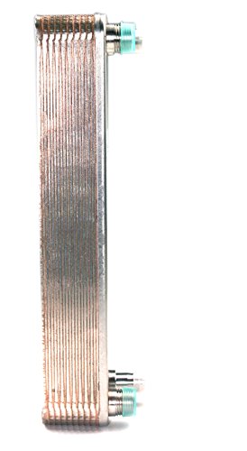 Brazed 20 Plates Heat Exchanger and Wort Chiller-Copper Brazed Chiller Plates Wort Chiller-Stainless Steel Beer Chiller for Homebrew, R 1/2" X RC 1/2" X Gas Type Fitting φ16.2