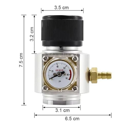 Upgrade Co2 Regulator Mini Co2 Charger for Soda Water Gas Cylinder Tr21*4 0-90PSI Homebrew Kegging Fast Carbonation(B Relief valve)