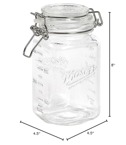 Mason Craft & More Airtight Kitchen Food Storage Clear Glass Clamp Jars, 50 Ounce (1.5 Liter) Medium Clamp Jar - size: 50 ounce (1.5 liter) Medium Jar - Pack of 1