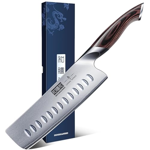 HOSHANHO 7 Inch Nakiri Knife, Japanese High Carbon Stainless Steel Chef Knife, Multipurpose Meat Vegetable Sharp Kitchen Knife with Ergonomic Pakkawood Handle - size: 7"