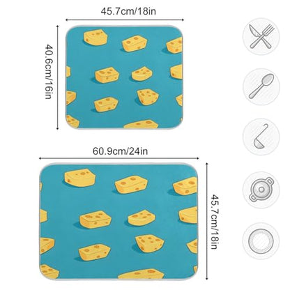 Cheese Dish Drying Mat Absorbent Heat Resistant Reversible Dish Draining Mat for Kitchen Countertops Sinks, 18 x 24 Inch - size: 18 x 24 Inch