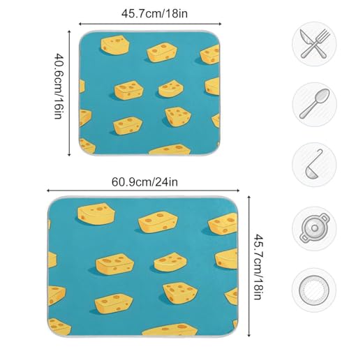 Cheese Dish Drying Mat Absorbent Heat Resistant Reversible Dish Draining Mat for Kitchen Countertops Sinks, 16 x 18 Inch - size: 16 x 18 Inch