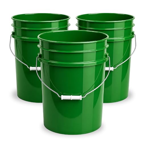 ePackageSupply 5 Gallon Bucket - Food Grade Bucket, Metal Handle Grip, BPA-Free, Heavy-Duty 90 Mil HDPE Plastic Pail, Stackable Utility Container, Made in USA, Lid Not Included, Green, 3 Packs - color: Green, size: 3 Packs