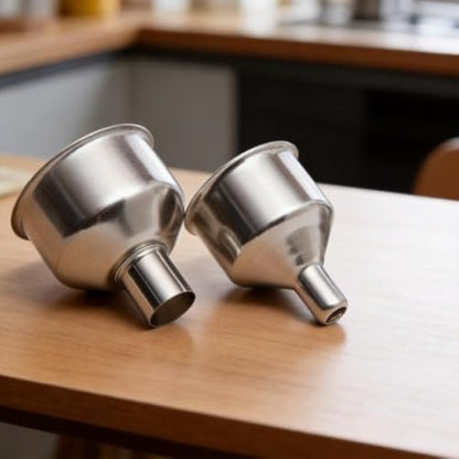 2 Pack Stainless Steel Mini Funnels Small Kitchen Funnel Set Food Grade Metal Funnel for Filling Bottles and Containers - color: silver