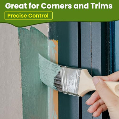 Paint Brushes, 2 Inch, Angled Brushes with Short Handle, 3 Pack, Shortcut Paintbrush for Paints and Stains, Small Paint Brushes for Walls, Furniture, Cabinets and Home Improvement - size: 2 Inch Angled, 3 Pack