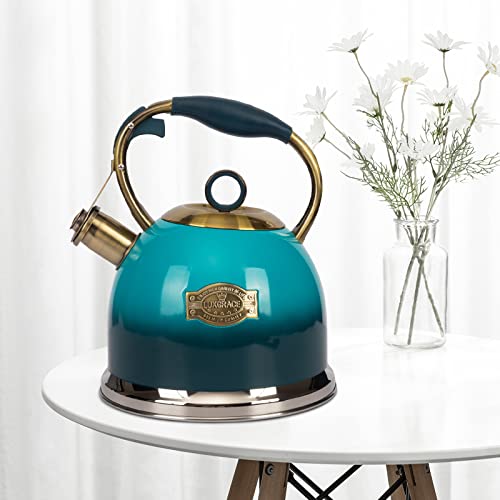 Tea Kettle -3.0 Quart Tea Kettles Stovetop Whistling Teapot Stainless Steel Tea Pots for Stove Top Whistle Tea Pot - color: Blue